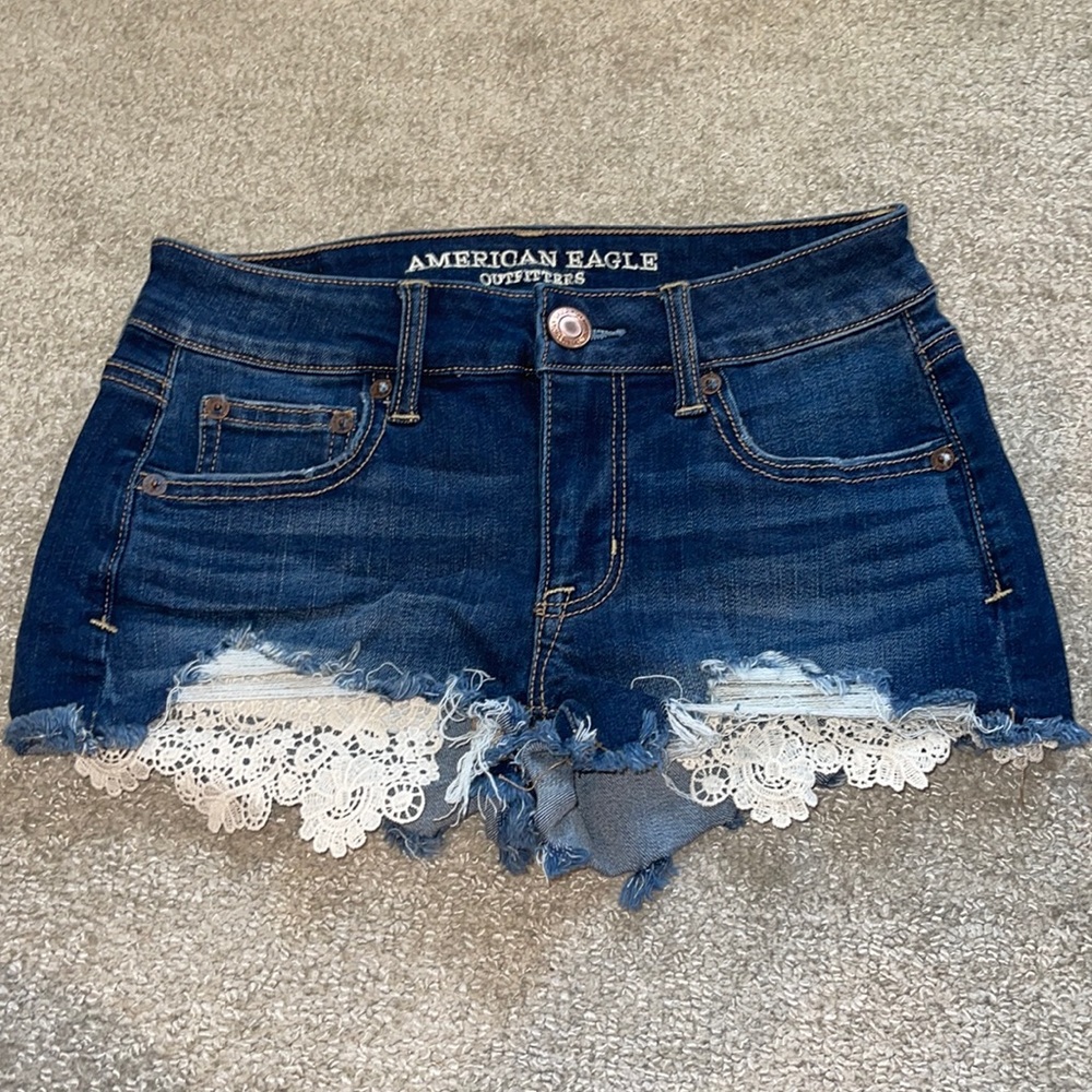 American eagle super stretch jean shorts size 0